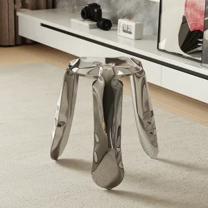 Plopp-Creative Minimalist Metal Inflatable Stool, 3D Stainless Steel Stool, Nordic Creative Balloon Stool, Living Room Footstool 2
