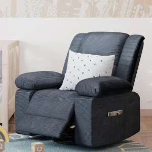 Swivel Rocker Recliner Chair for Adults -Massage Reclining Chair w/Heat & Vibration,270° Swivel Manual Rocking Chair Single Sofa 2