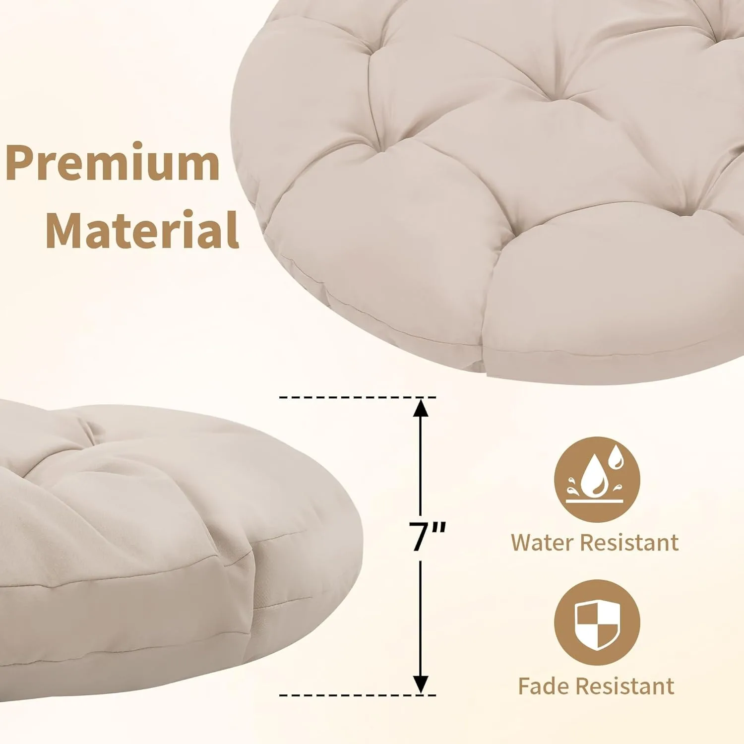 37" Wicker Papasan Circle Chair,360° Swivel Living Room Chair,Indoor Outdoor Rattan Chair with Thick Cushion,Ideal for Teenagers 6 37" Wicker Papasan Circle Chair,360° Swivel Living Room Chair,Indoor Outdoor Rattan Chair with Thick Cushion,Ideal for Teenagers 6