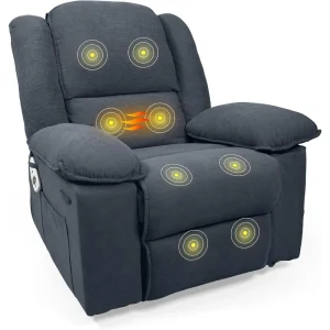 Swivel Rocker Recliner Chair for Adults -Massage Reclining Chair w/Heat & Vibration,270° Swivel Manual Rocking Chair Single Sofa 1
