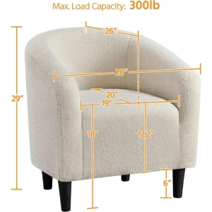Living Room Chair Set of 2 with Soft Padded Armrest, Furry Accent Chairs, Living Room Chair 2