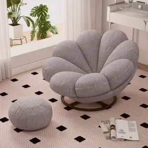 Lazy Sofa Single Chair Pumpkin Bedroom Leisure   Balcony Rotatable   Cream Small Apartment 2