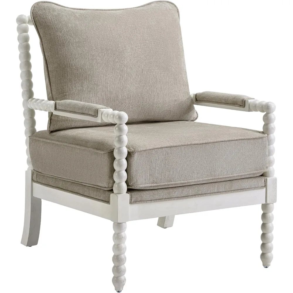 Linen Fabric Spindle Accent Chair with Wood Frame,Spool Chairs with High Resilience Spring Cushion and Armrest Pads 3 Linen Fabric Spindle Accent Chair with Wood Frame,Spool Chairs with High Resilience Spring Cushion and Armrest Pads 3